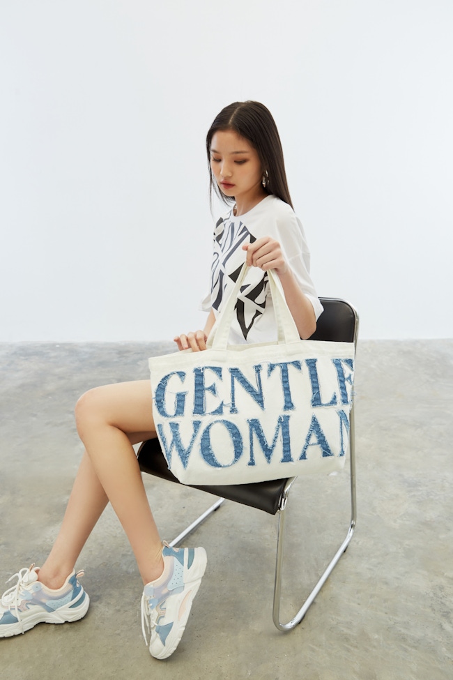 GW Denim Tote Bag : White-3