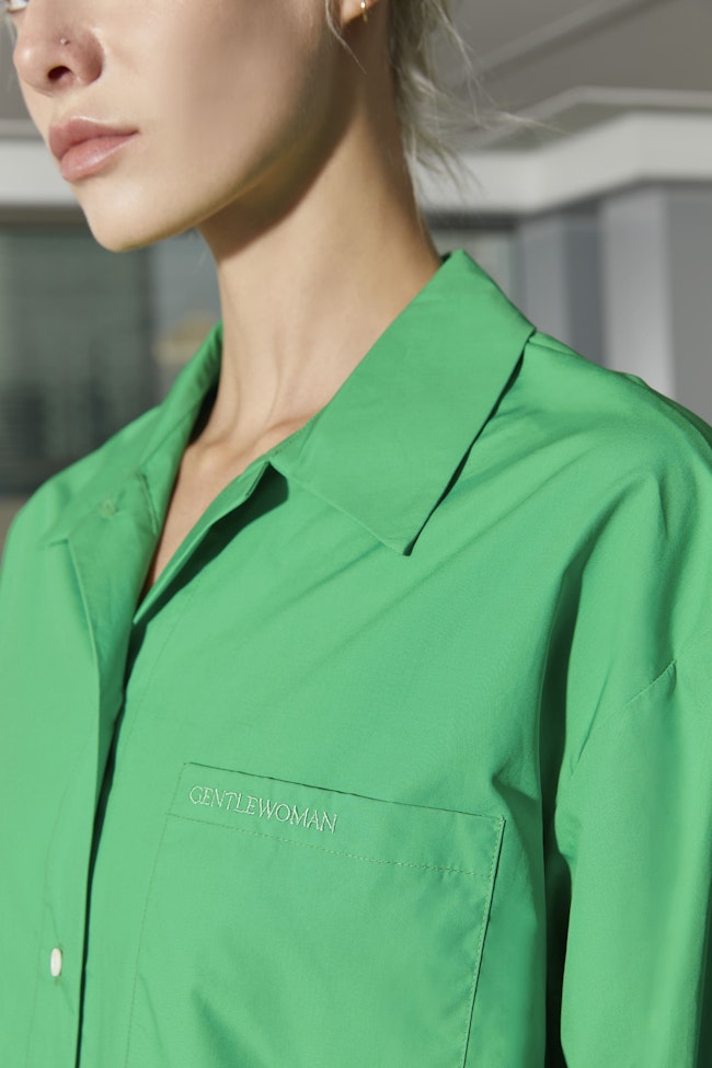 New Normal Oversized Longsleeve Shirt : Green - GKT510.1 - image