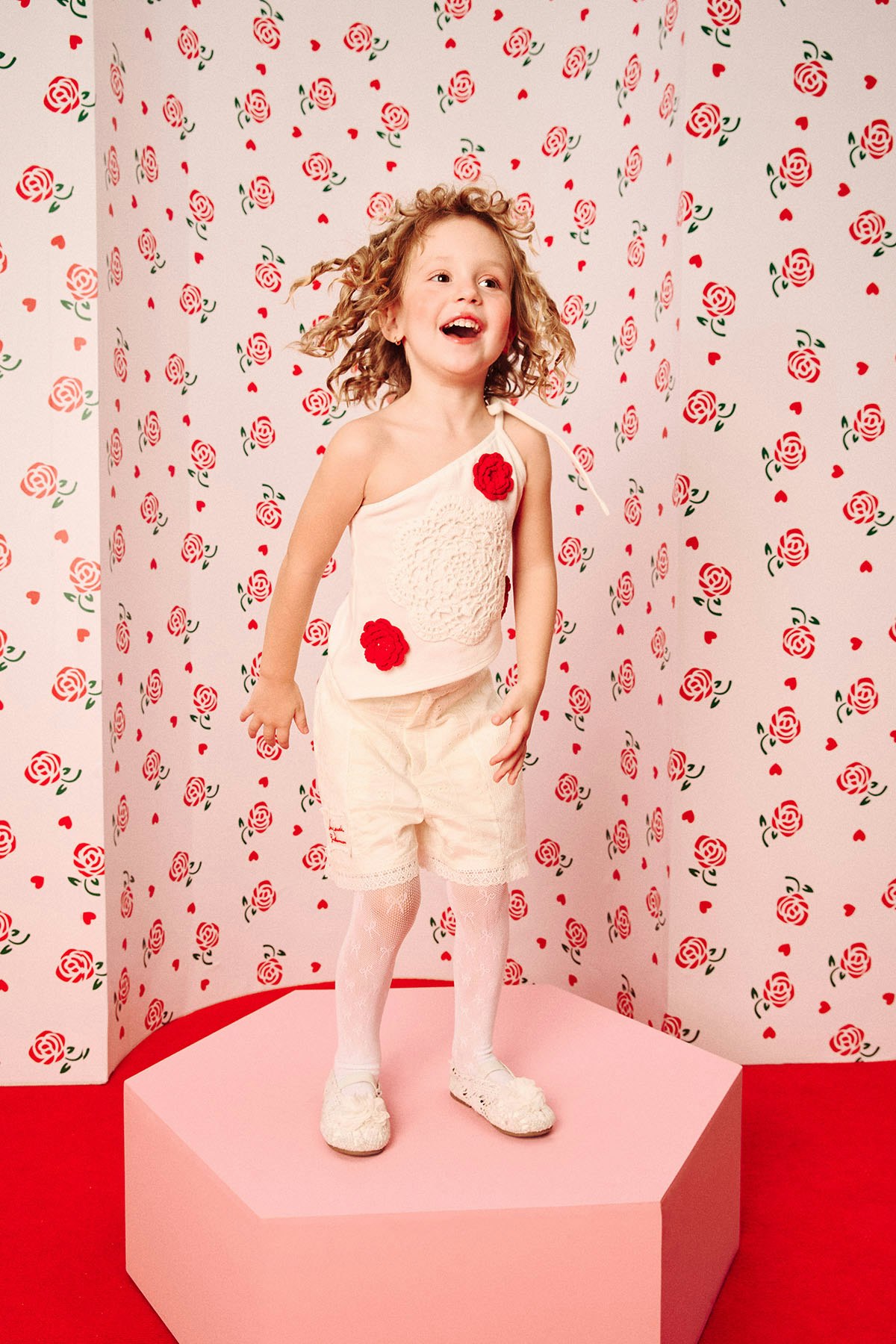 Beige Petal Mosaic Shorts - LMS009 - image