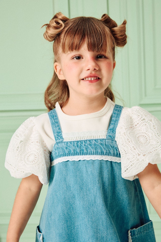 Lace-Embellished Denim Dress - LAD003 - image