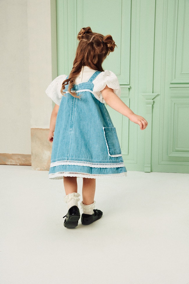 Lace-Embellished Denim Dress - LAD003 - image
