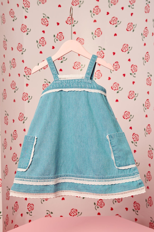 Lace-Embellished Denim Dress - LAD003 - image
