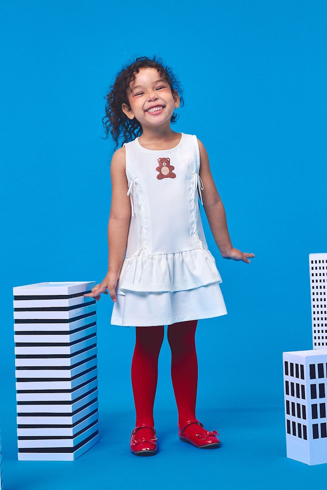 Teddy Doodle Lace-up Front Dress - LMD059 - image