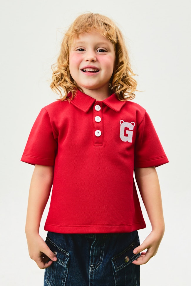 Glowdy Bear Short Sleeves Polo Shirt : Red - LMT121 - image