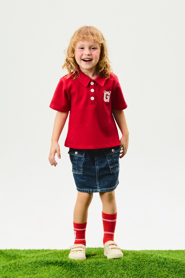 Glowdy Bear Short Sleeves Polo Shirt : Red - LMT121 - image