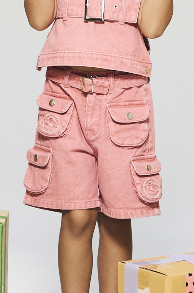 Pink Coral Denim Buckle Pants - LAP021 - image