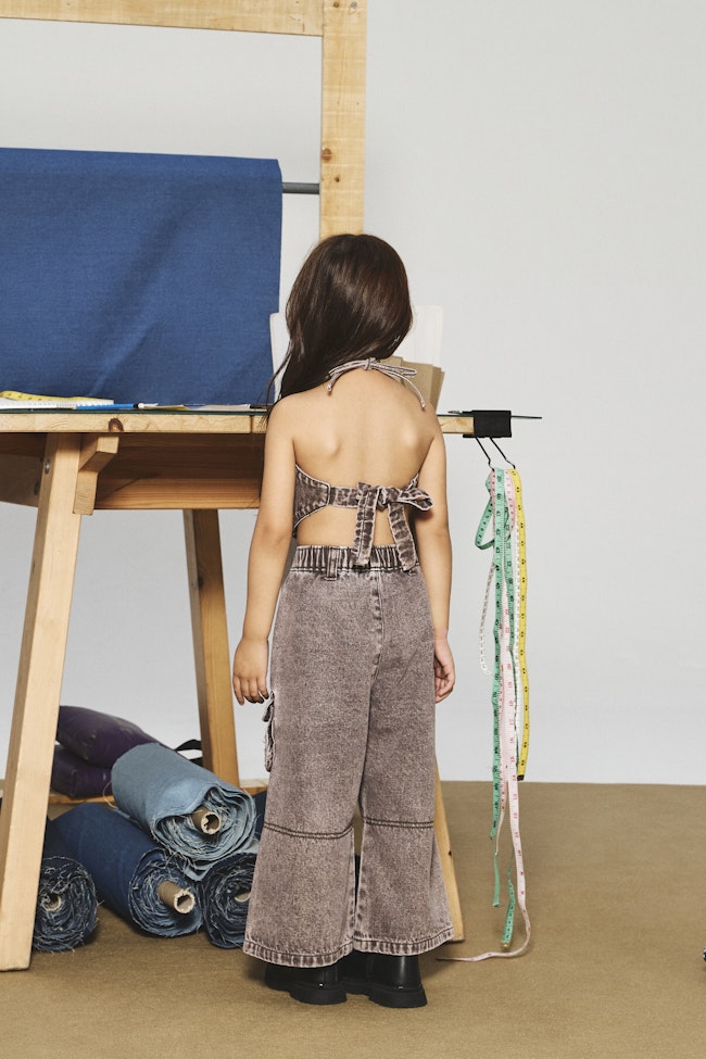 Smoky Quartz Halter Neck Denim Top - LAT018 - image