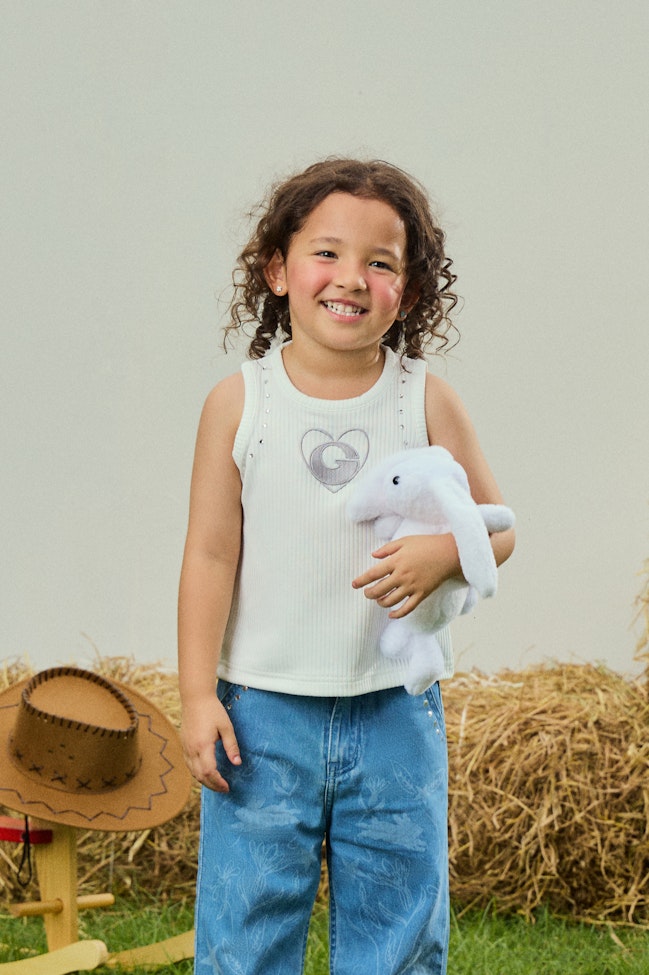Cactus Cuddles Sleeveless Top : White - LTT089 - image