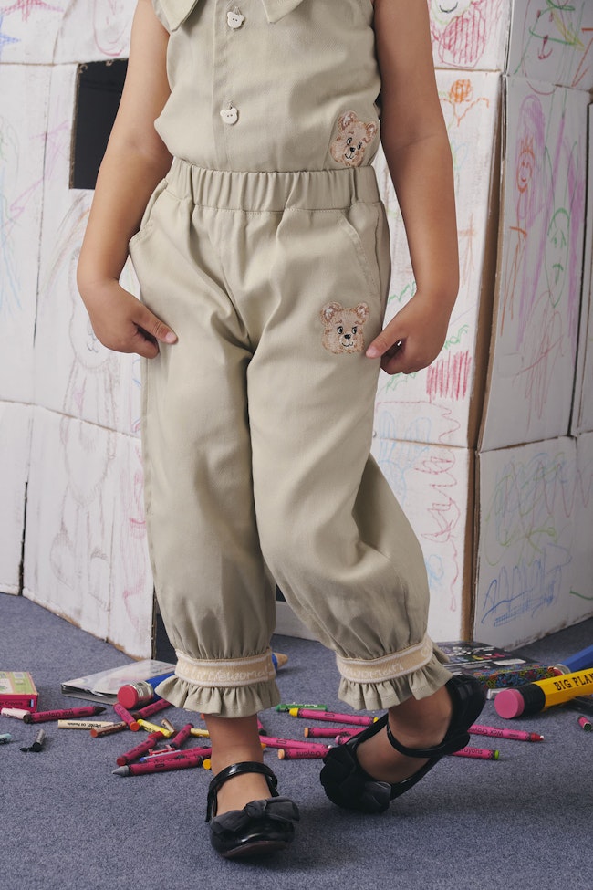 Glowdy Beige Denim Trousers - LW22114 - image