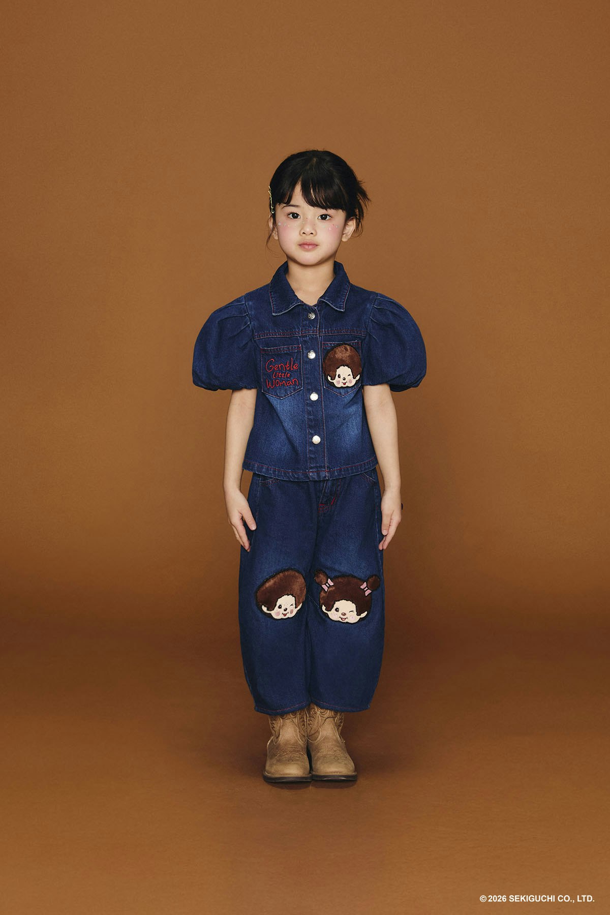 Monchhichi Puff Sleeves Denim Top - LW22401 - image