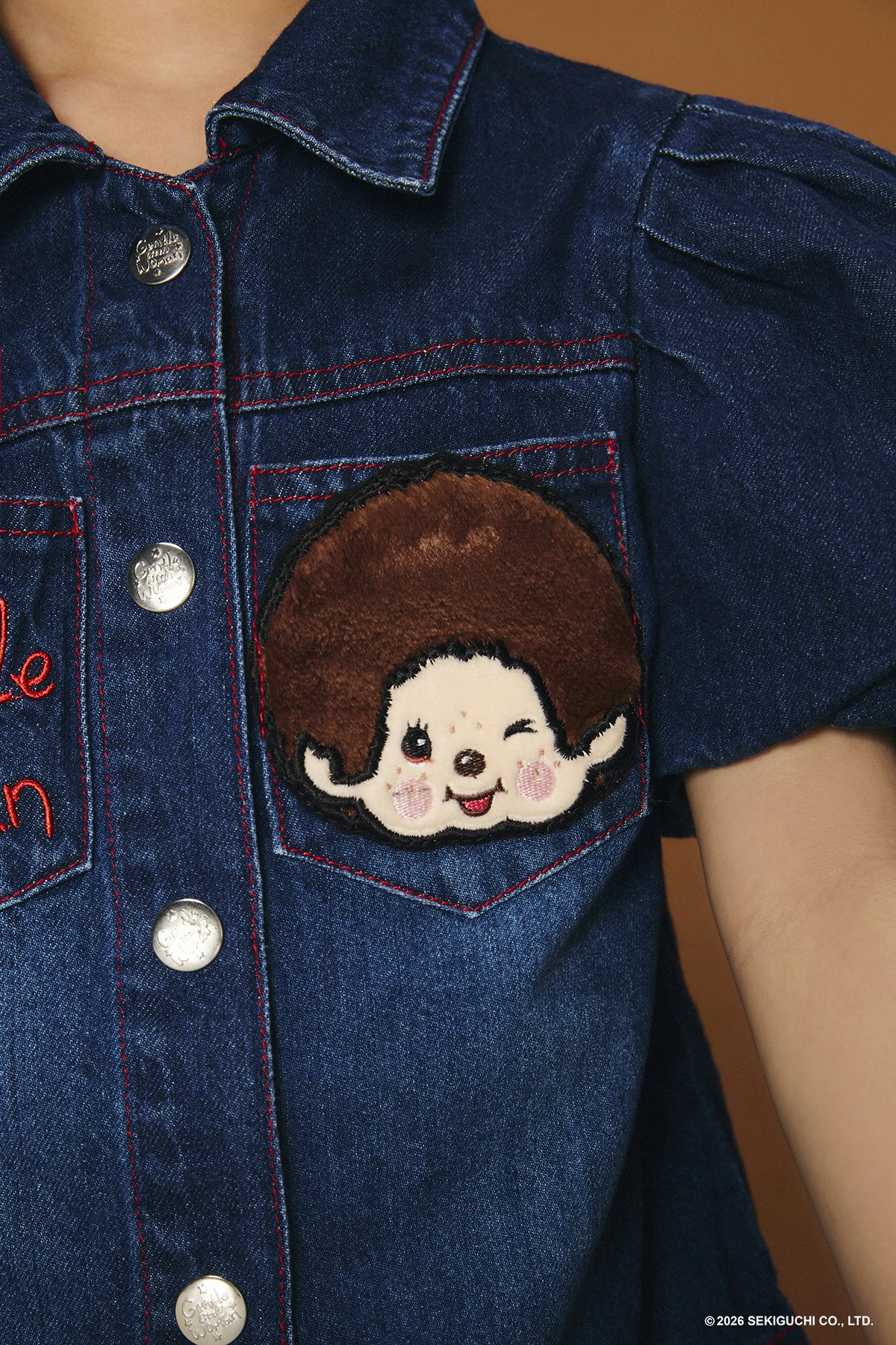 Monchhichi Puff Sleeves Denim Top - LW22401 - image