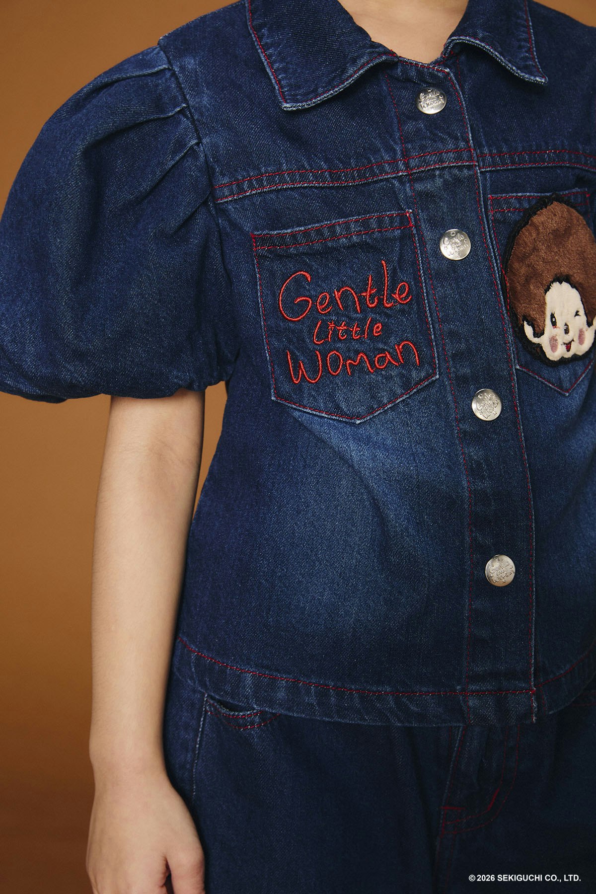 Monchhichi Puff Sleeves Denim Top - LW22401 - image