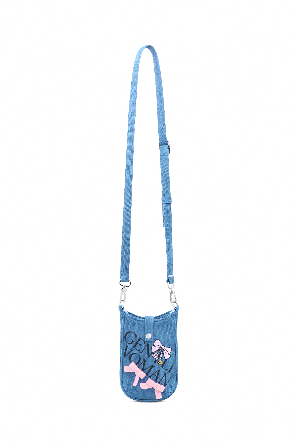 Ribbon Trinket Denim Crossbody Bag - GW25869