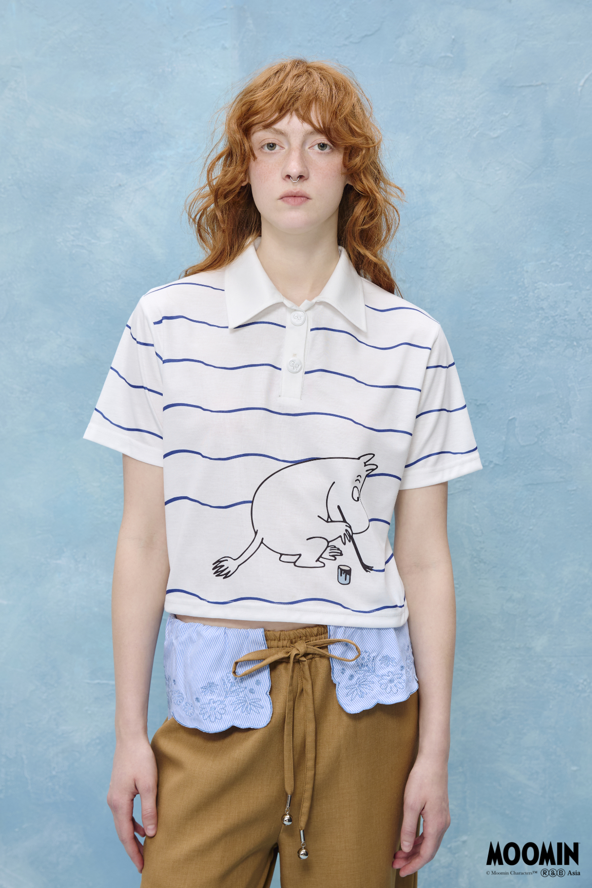 Striped Cropped Polo - GW26417