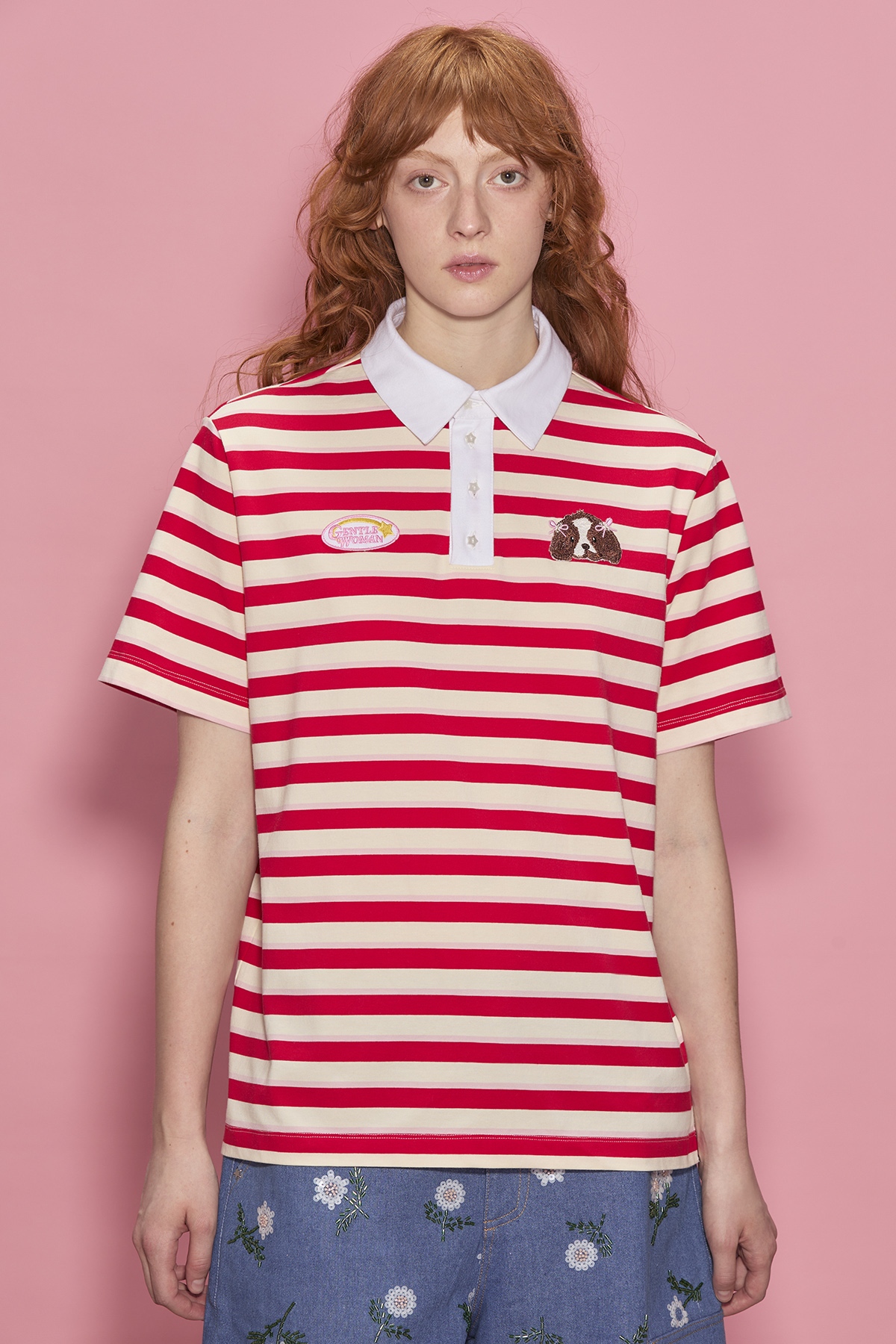 Cherry Stripe Polo Top - GW26712