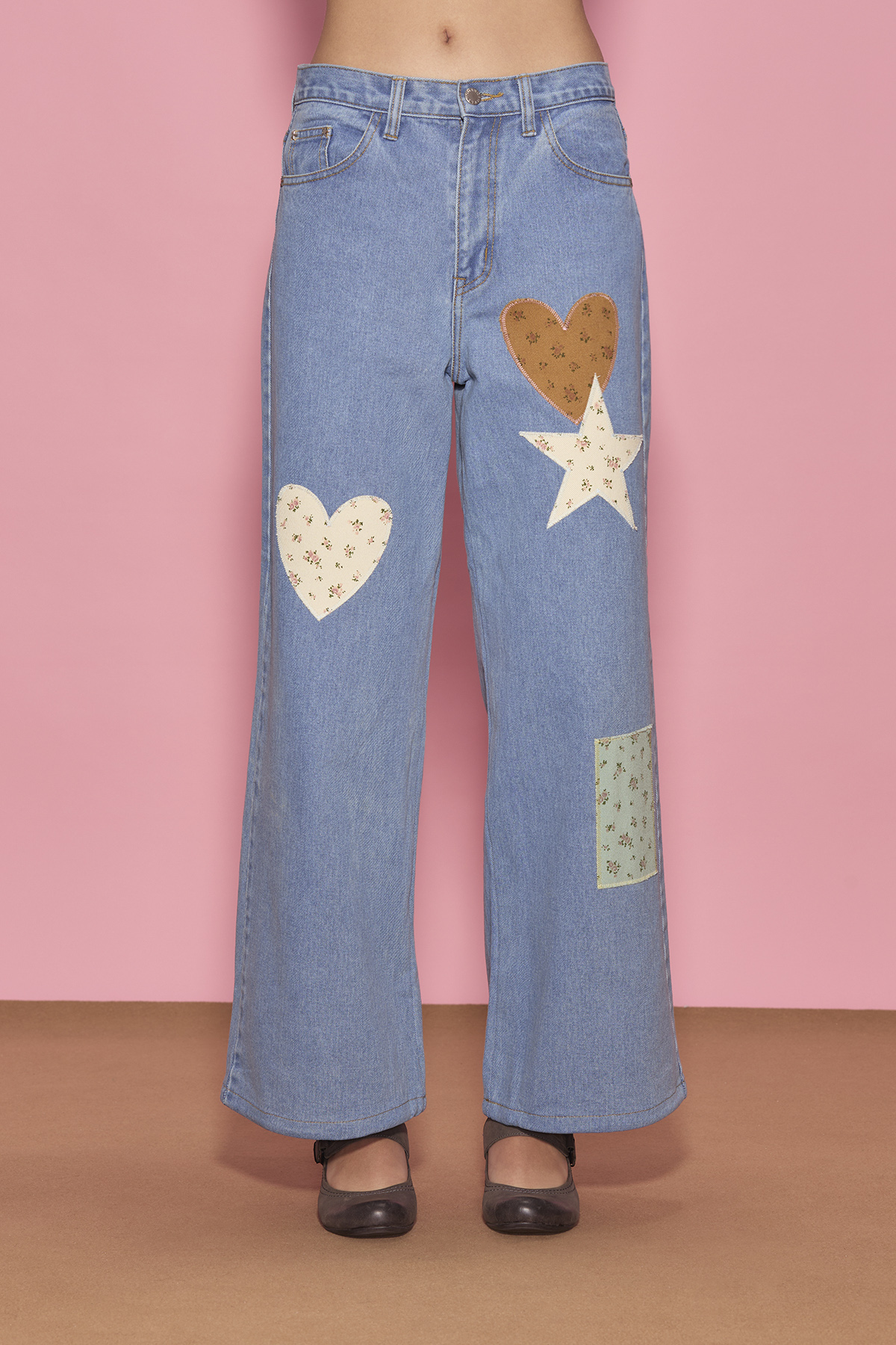 Patchwork Wide Denim Trousers - GW26783