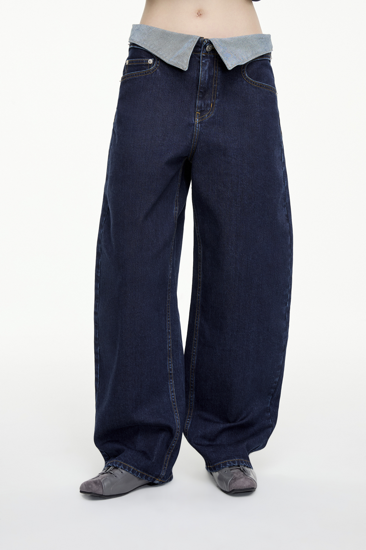 Contrast Fold Waist Jeans - GW26900