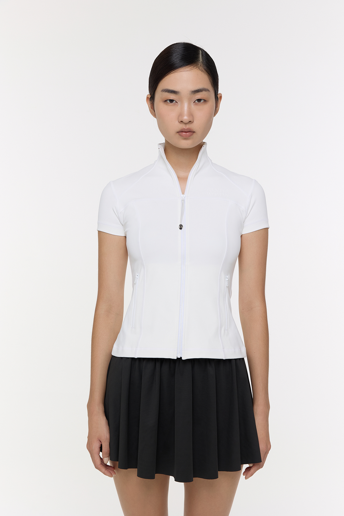 Fairway Zip-up Fitted Top : White - GW24387