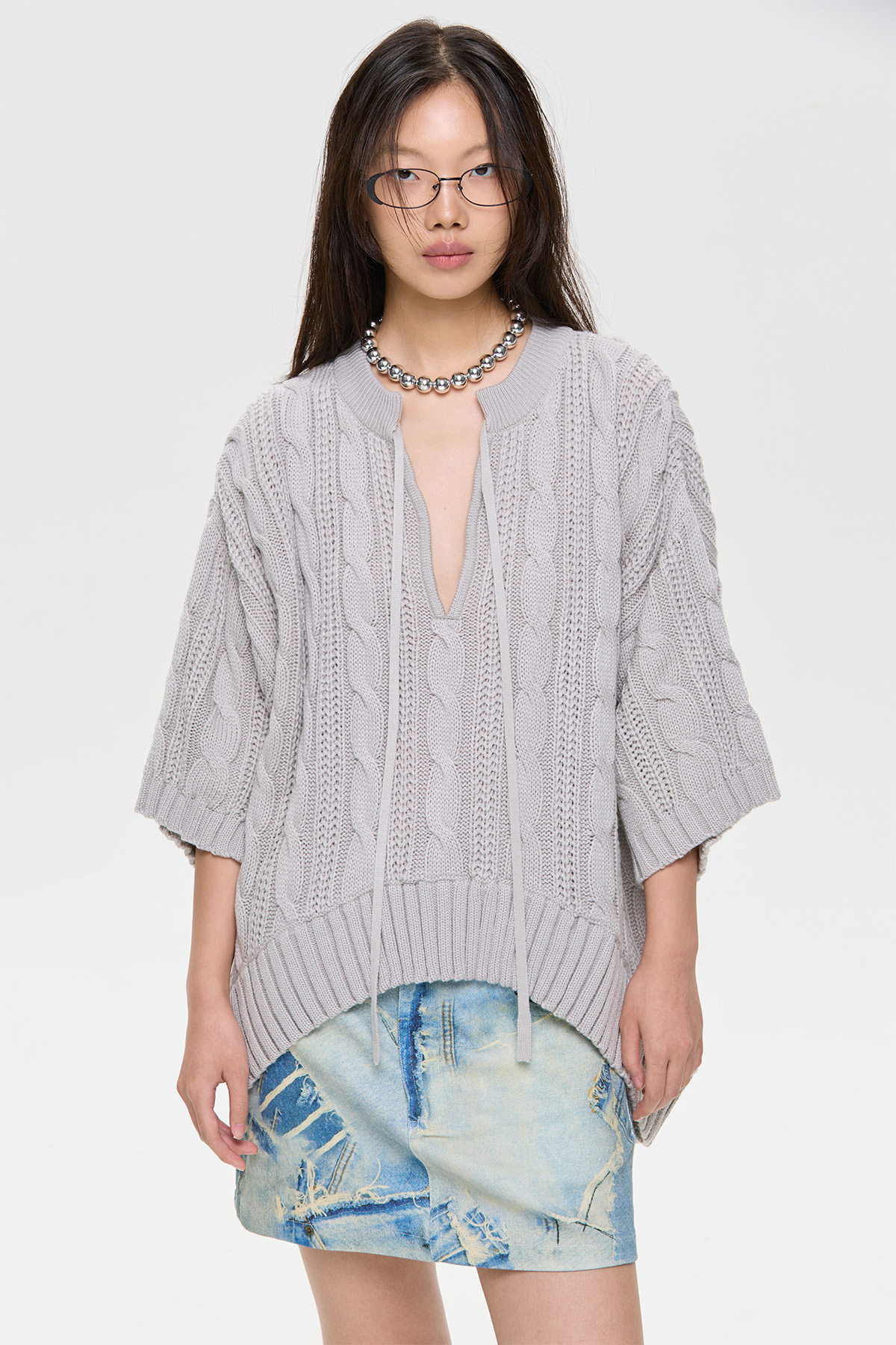 Cable Oversized Knit Top - GW27321