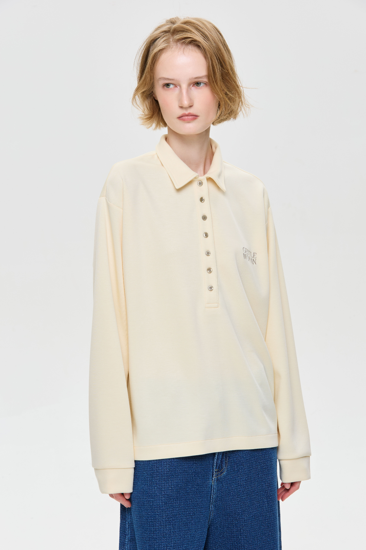 Serenity Polo Top : Cream - GW27288