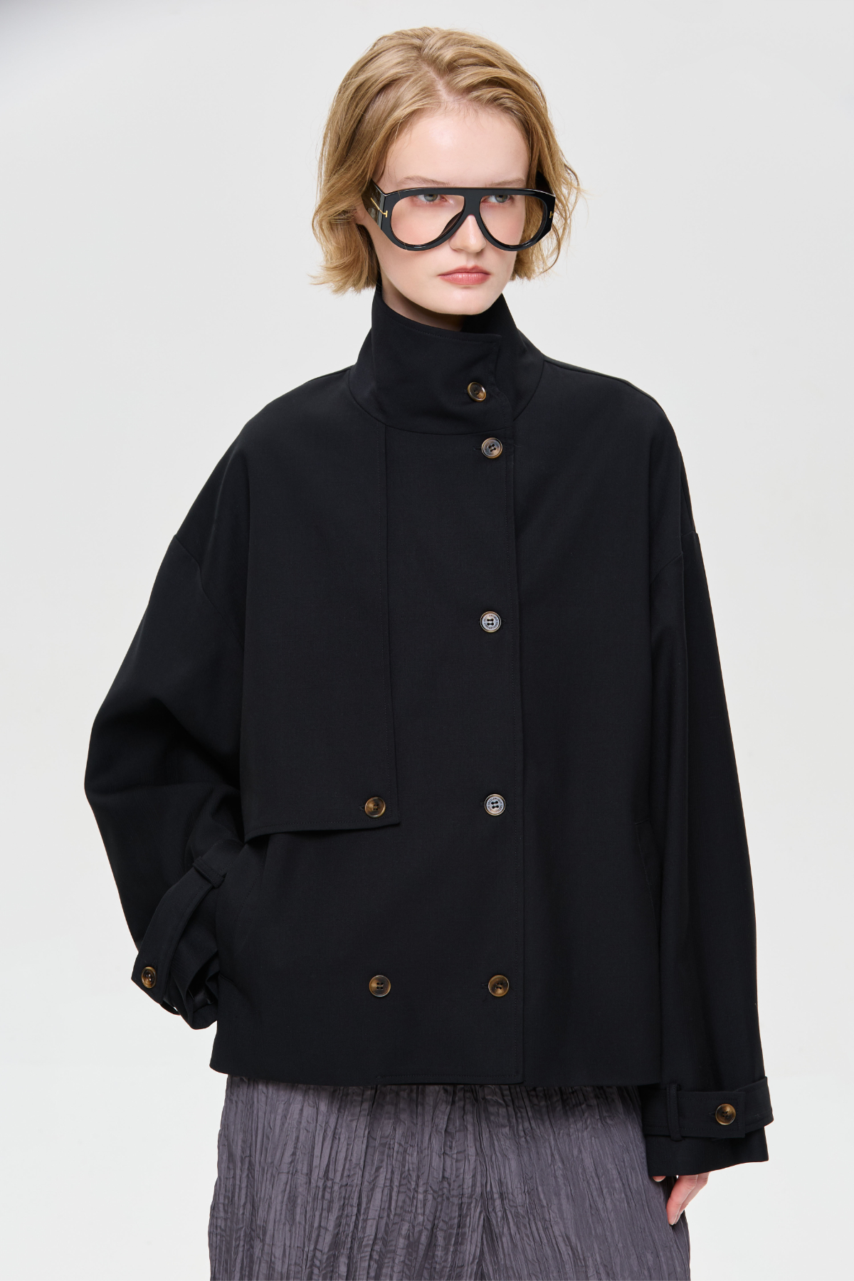Stand Collar Oversized Jacket - GW27307