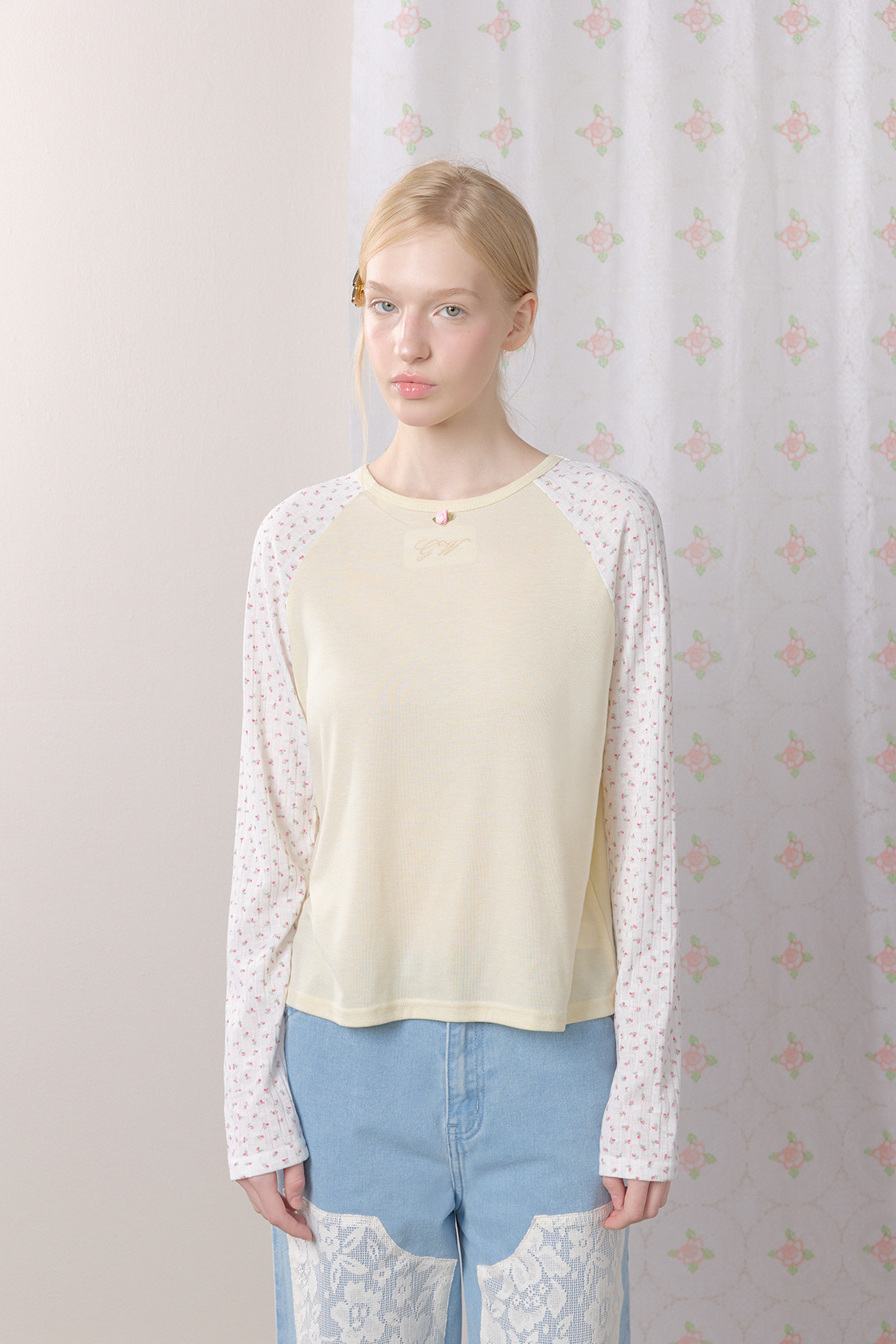 Soft Rosette Long Sleeve Top - GW27418