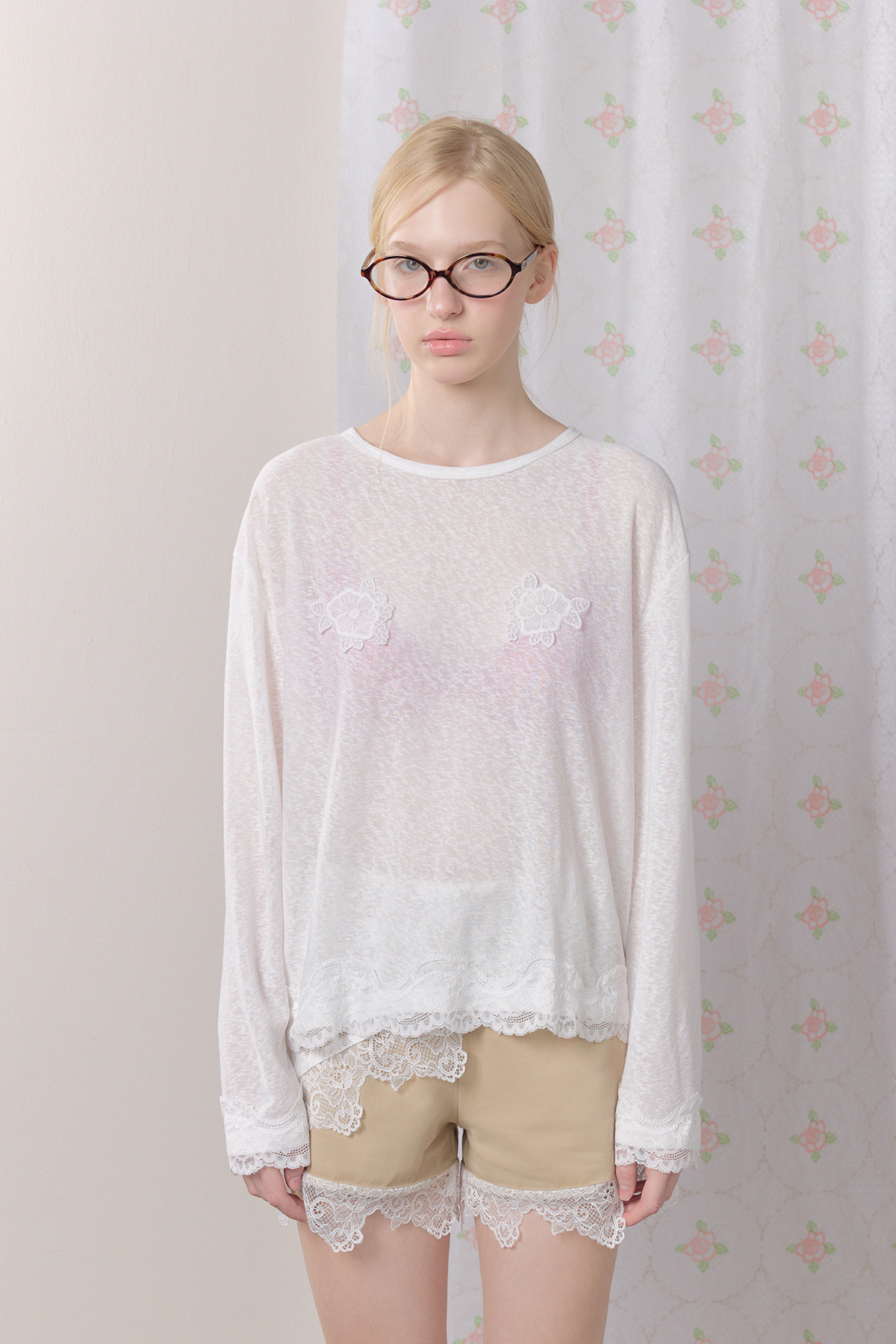 Sheer Floral Lace Top - GW27433
