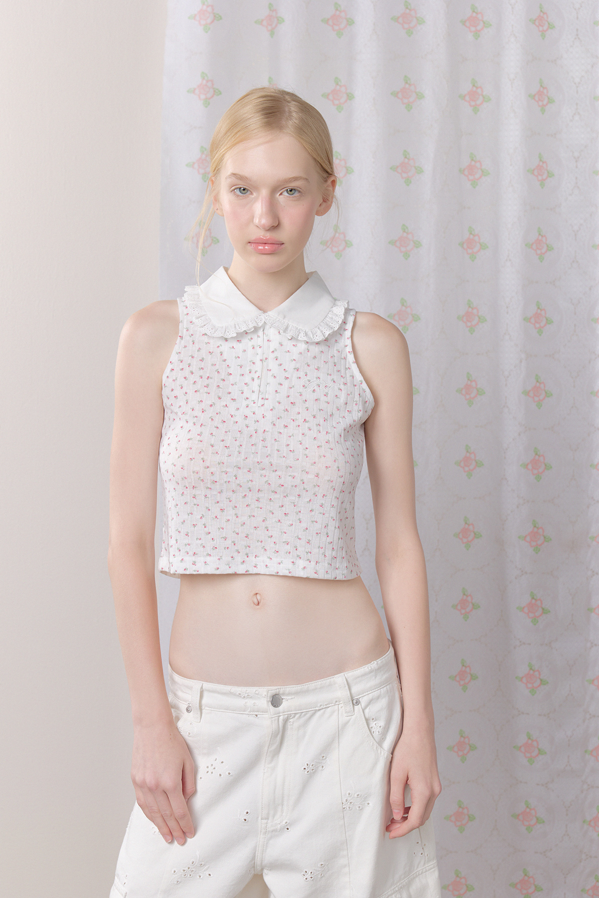 Soft Rosette Sleeveless Top - GW27417
