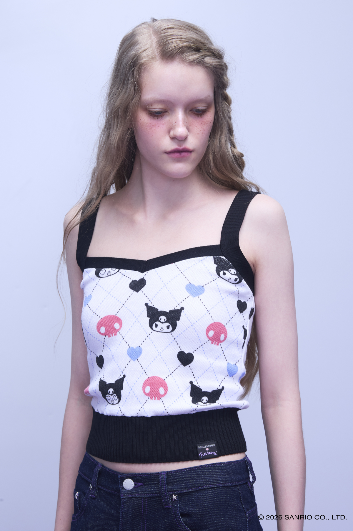 KUROMI REBEL HEART SLEEVELESS KNIT TOP - GW27360
