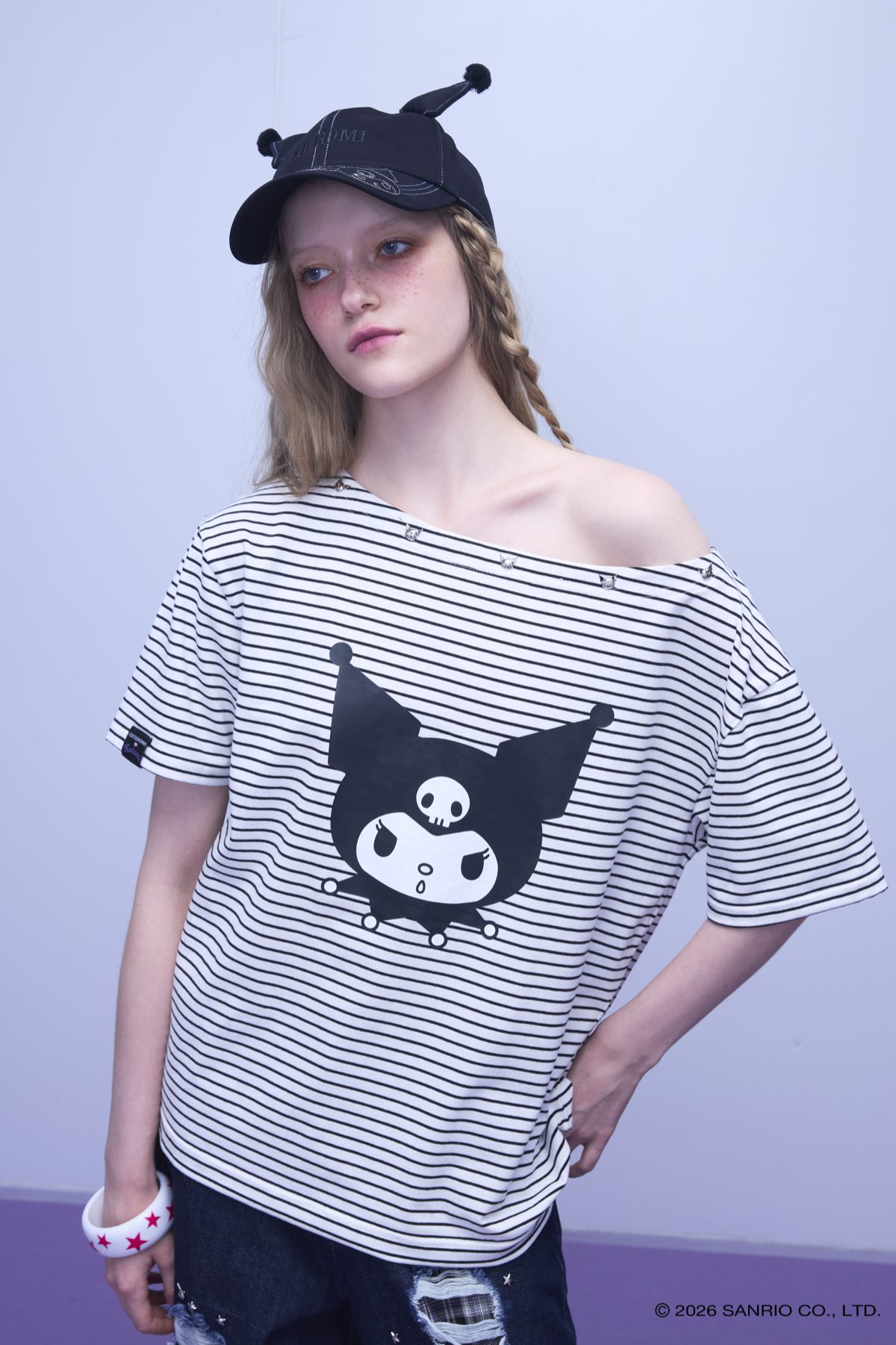 KUROMI ASYMMETRICAL STRIPE TOP - GW27342