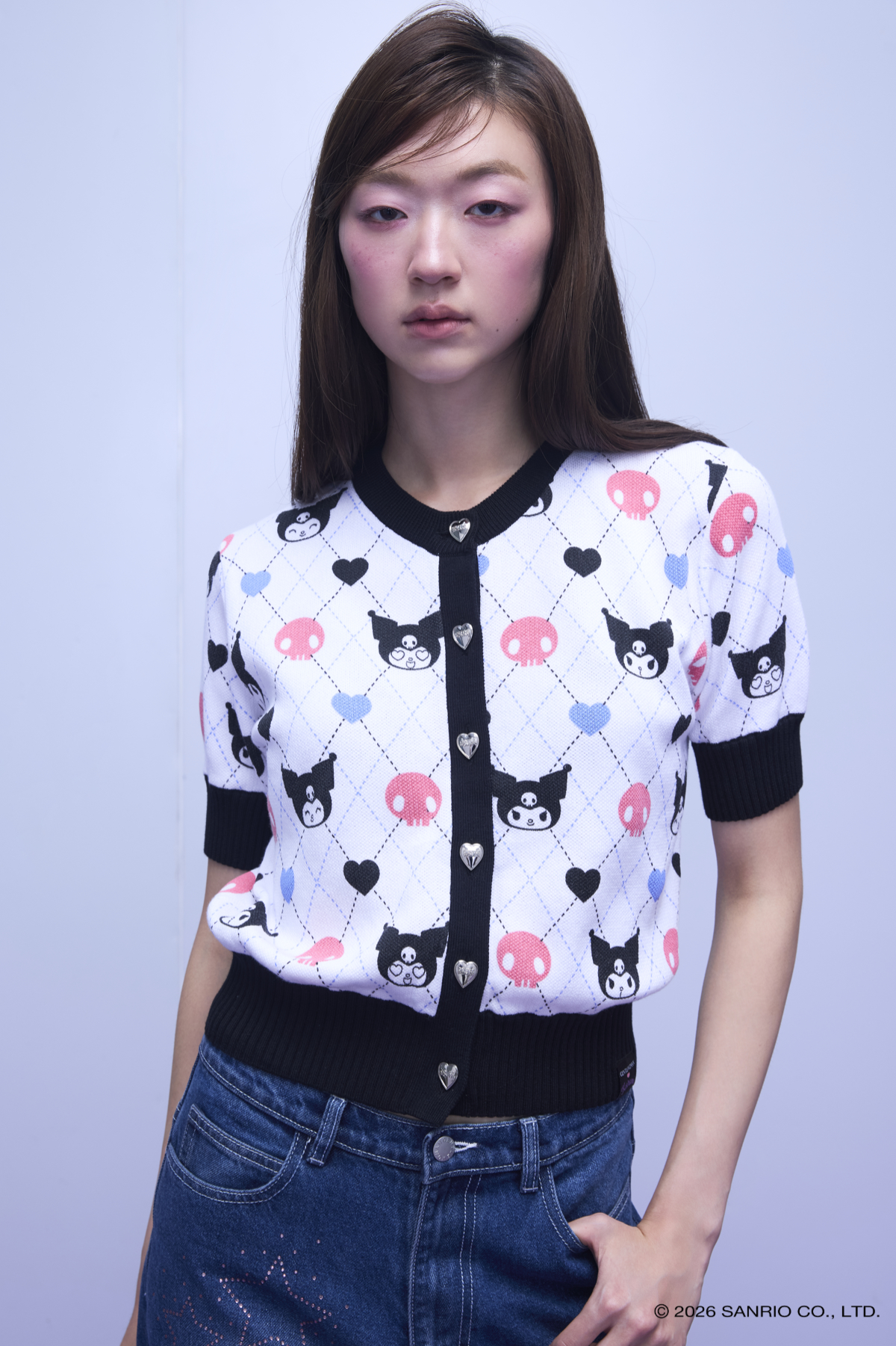 KUROMI SWEET VENOM SHORT SLEEVE KNIT TOP - GW27361