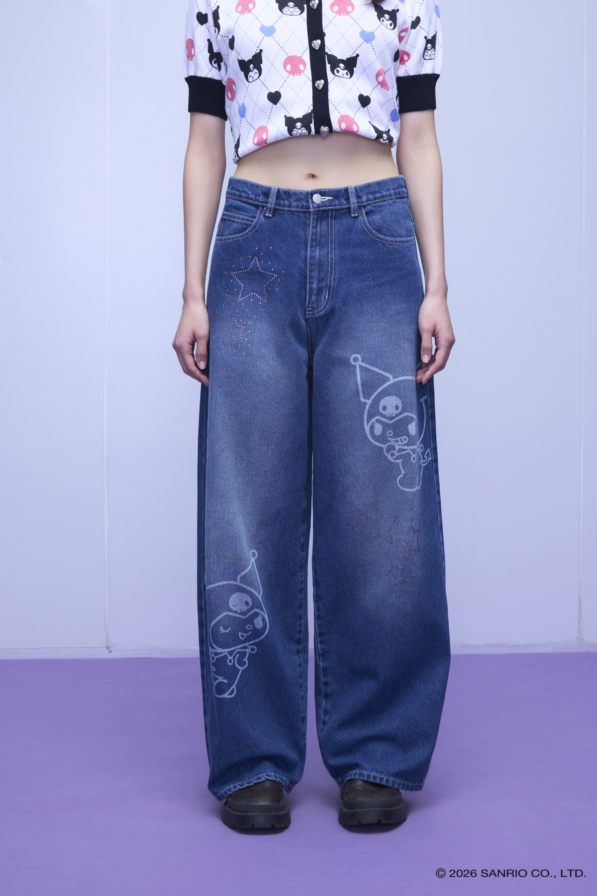 KUROMI MISCHIEF WIDE LEG JEANS - GW27362
