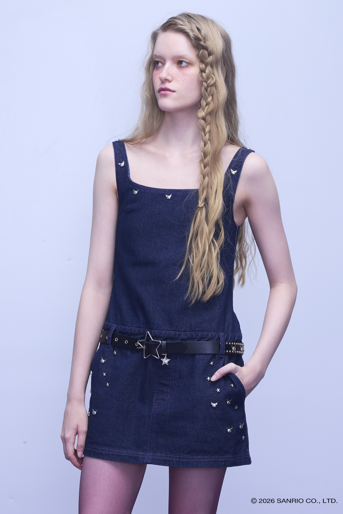 KUROMI PUNK STAR DENIM DRESS - GW27365