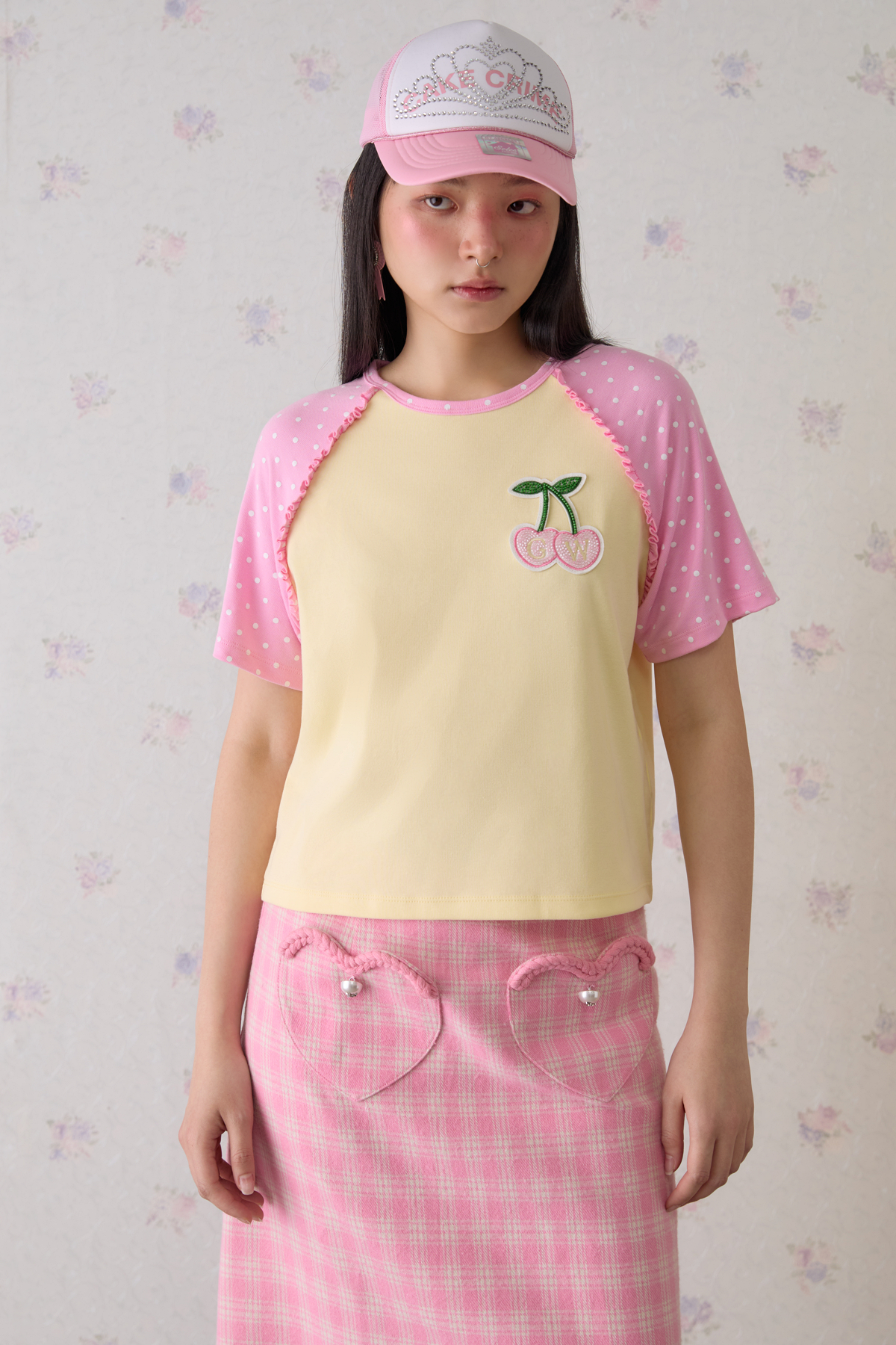 Cerise Dot Raglan Tee - GW27797