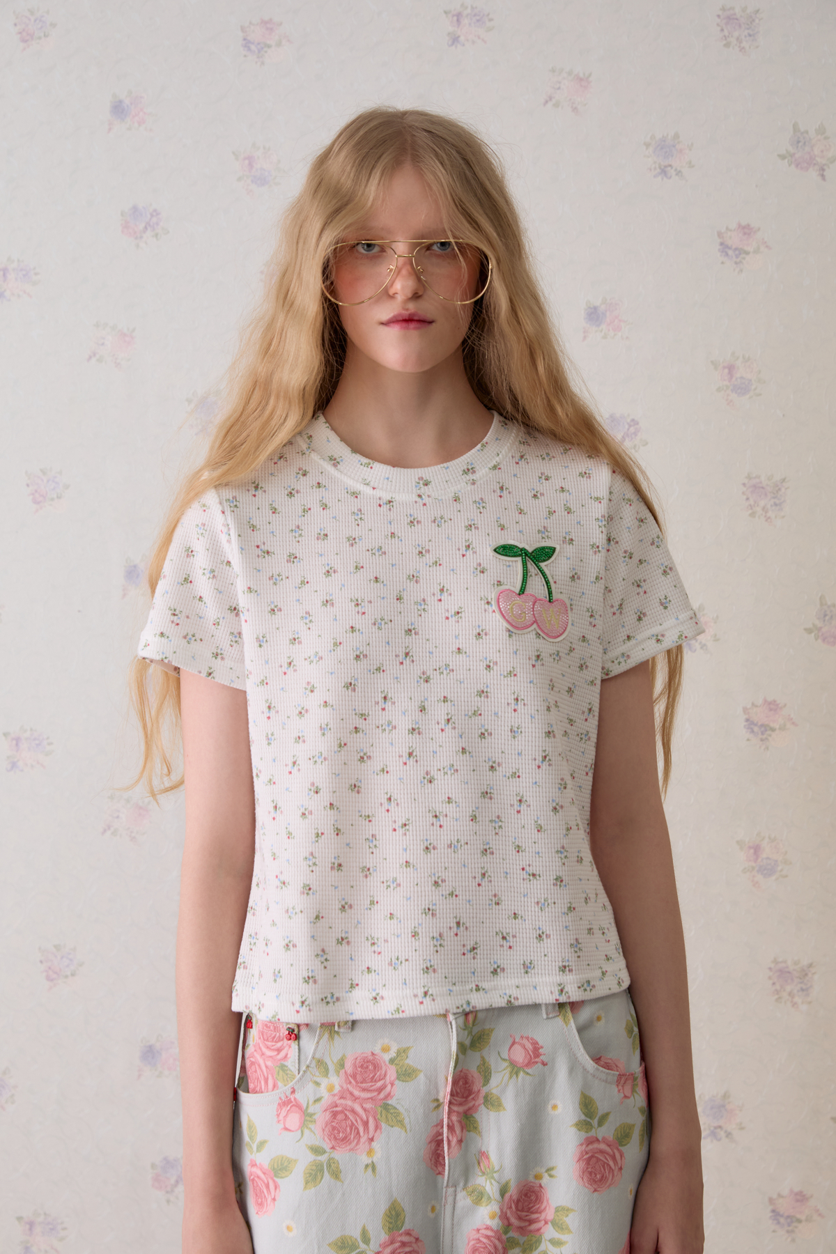 Petite Bloom Waffle Tee - GW27784
