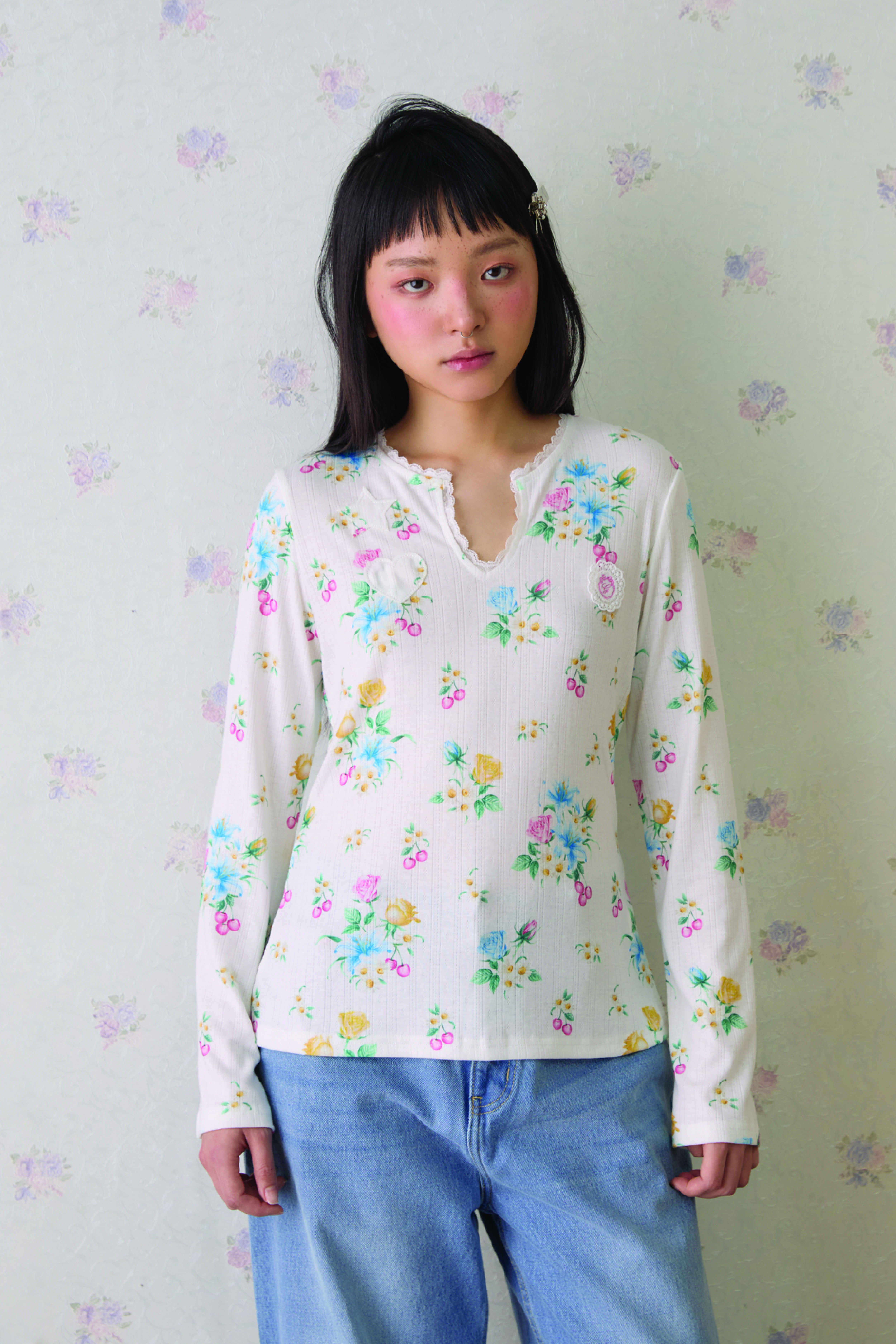 Jardin Pointelle Long Sleeve Top - GW27801