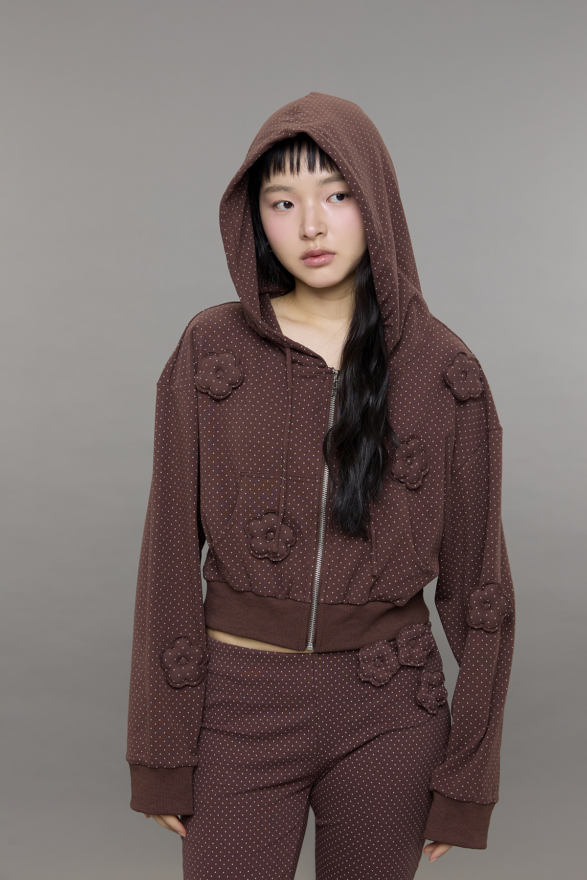 Sculpted Bloom Zip-Up Hoodie - GW27543