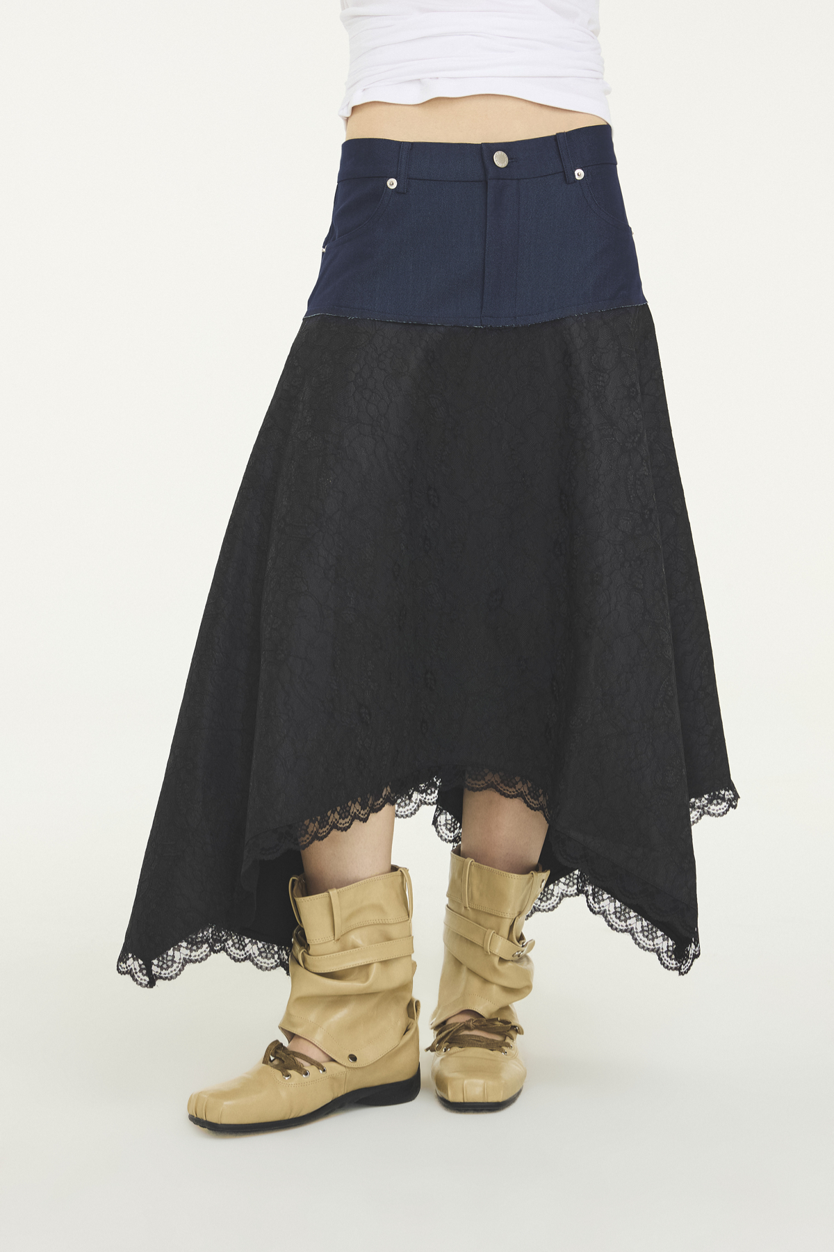 HERSTORY LACE PLEATED LONG SKIRT - GW28443