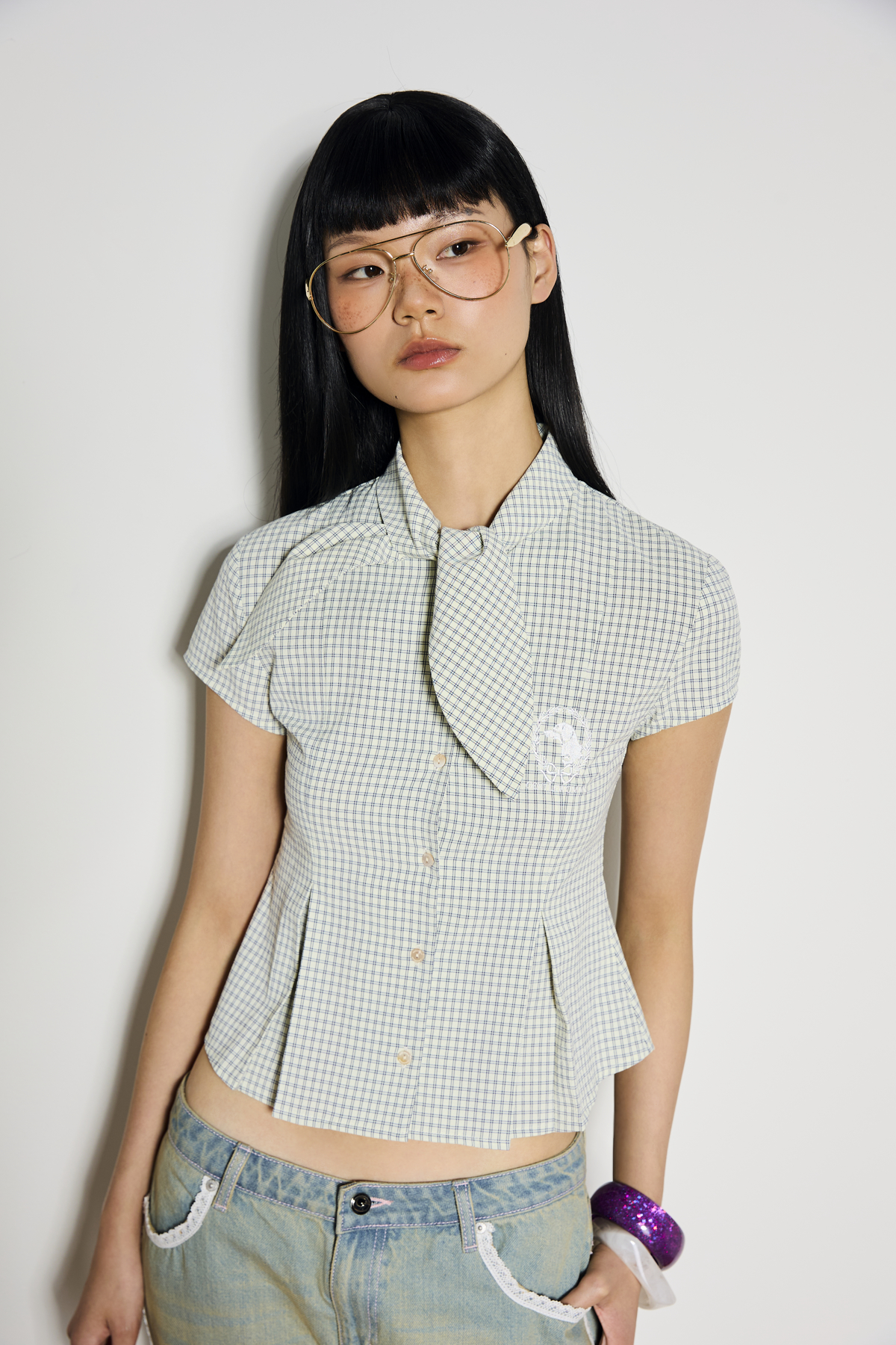 GINGHAM SASH TOP - GW27139